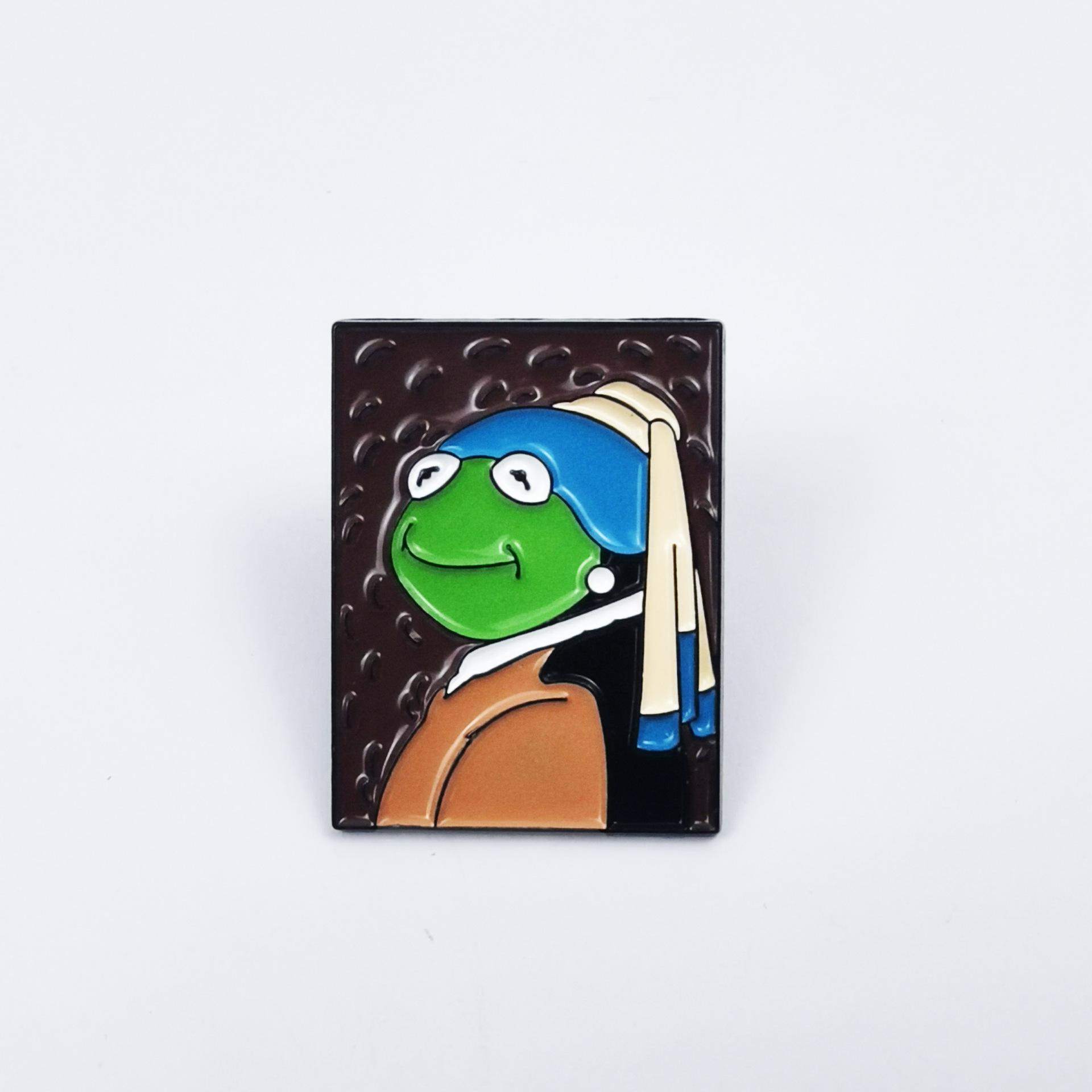 Creative Cartoon Frog Brooch Inspired by World Famous Oil Paintings