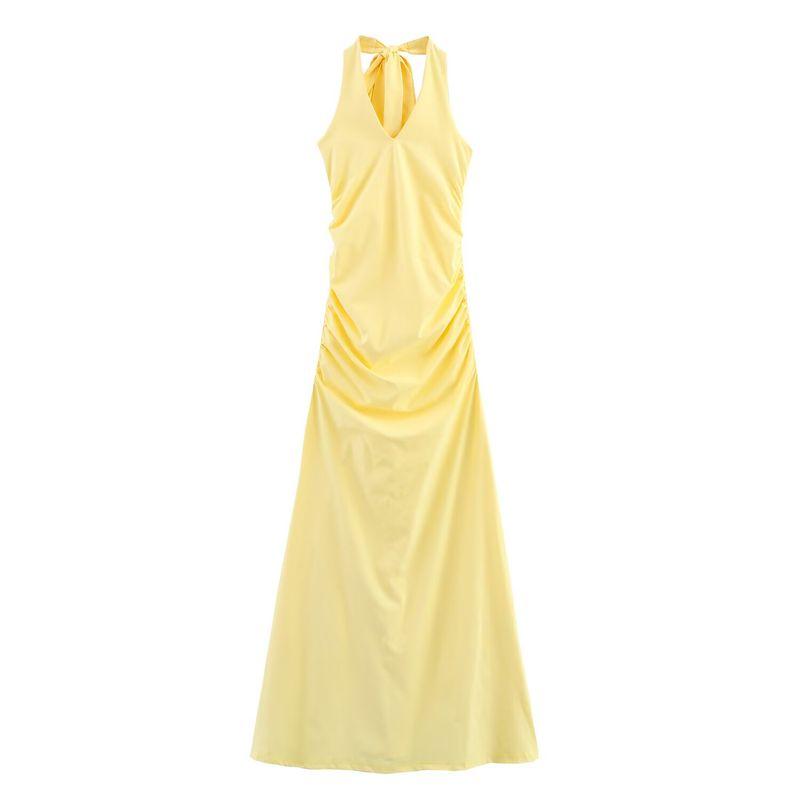 Jnleaog Spring New Arrival Women's Clothing Fashion Style French Fashion Nylon Hanging Collar Long Dress 3641387