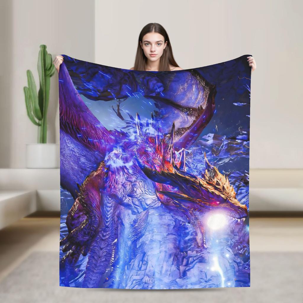 Monster Hunter Wilds Flannel Blanket Winter Soft Durable Throw Blanket for Couch Chair Fashion Bedspread Sofa Bed Cover