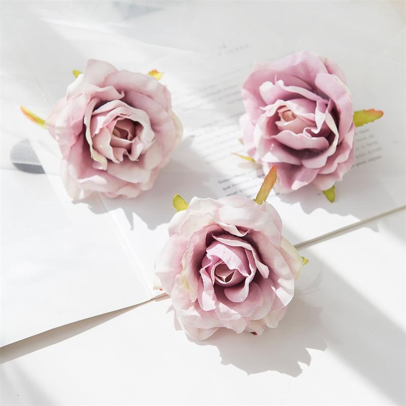 Gerollter Rand Rosenblütenkopf Handgefertigt DIY Künstliche Rosenblüten Peyote Hochzeitsblume Künstliche Requisiten Dekoration Künstliche Blumen