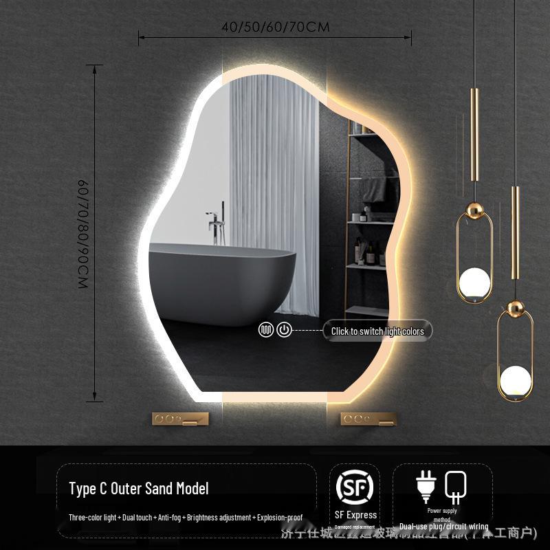 Irregular Shape LED Vanity Mirror: Wall-Mounted, Luminous, Smart Cloud Bedroom Makeup Mirror with Lights