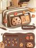 Kawaii Large Capacity Pencil Cases For School Bag Pouch Box 3 Compartments Supply Supplies Girl Boy Kit Cute Stationery Zippers