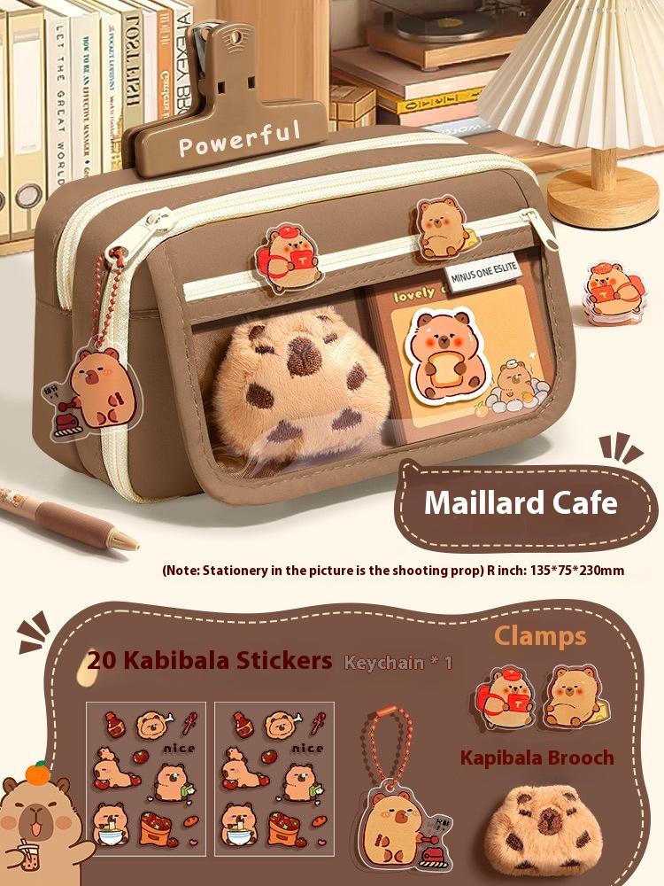 Kawaii Large Capacity Pencil Cases For School Bag Pouch Box 3 Compartments Supply Supplies Girl Boy Kit Cute Stationery Zippers
