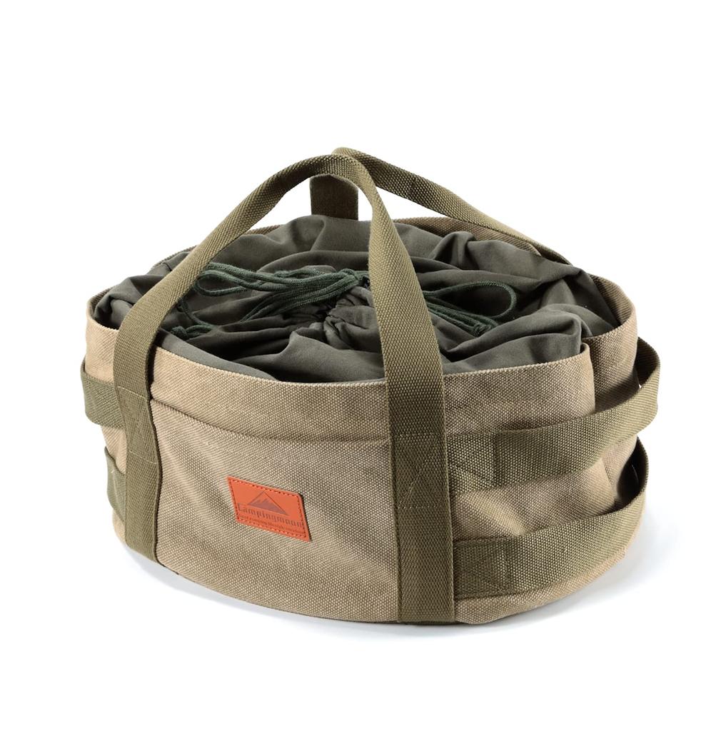 CAMPING MOON Extra Thick Canvas Flea Bag, Large, 12-inch Dutch Oven Case, Camping/Outdoor Storage Bag, DO-32-BK
