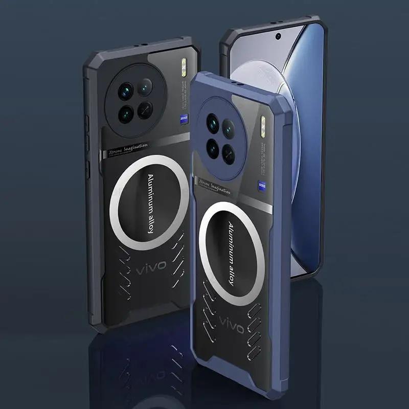 Cases For Vivo X100 Pro 5G Cooling Heat Dissipation Magnetic Transparent Case For VIVO X Note X90S X80 X100 Pro For Magsafe Magsafing Acrylic Cover