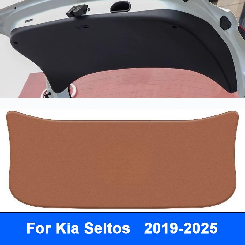 For Kia Seltos -2025 Car Trunk Door Anti Kick Pad Tailgate Anti-Scratch Protective Sticker Cargo Liner Interior Accessories 1PC Brown