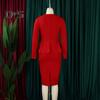 Women Business Dress Square Neck Long Sleeve Pure Color Ruffle Patchwork Slim Fit Sheath OL Commuting Formal Midi Dress