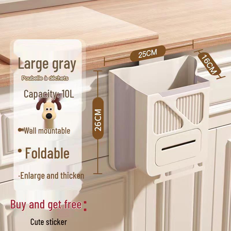 Foldable Kitchen Cabinet Door Hanging Trash Bin - Creative, Thickened Wastebasket for Easy Classification