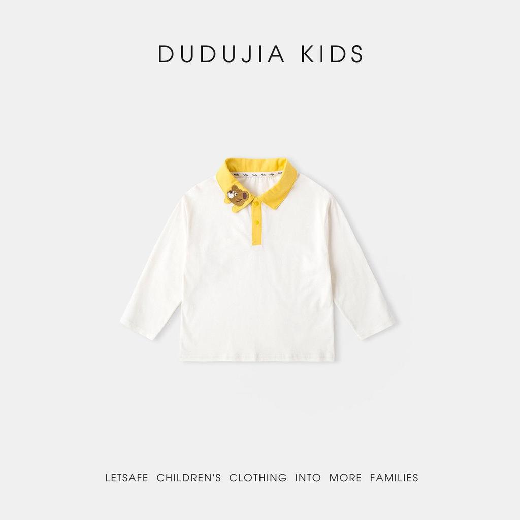 100% Cotton Dudu Home Kids Polo T-Shirt - Spring Arrival: Long Sleeve Boys & Girls