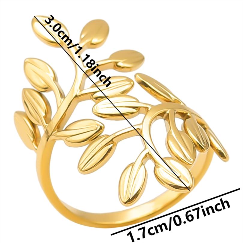 1/6pcs Plant Ring Ginkgo Leaf Tulip Flower Stainless Steel Open Adjustable Rings For Women Men Jewelry Personality Ring Anillos