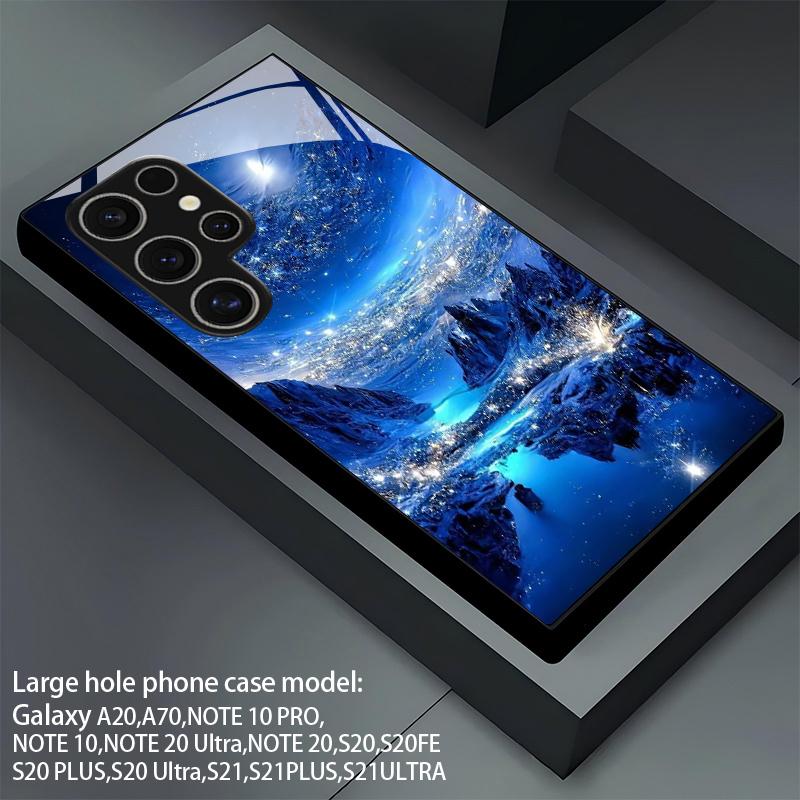 Ice Blue Starry Sky Pattern 2D Phone Case Compatible with Samsung Galaxy S26 S25 S24 S23 S22 S21 S20 A56 Glass Protective Case