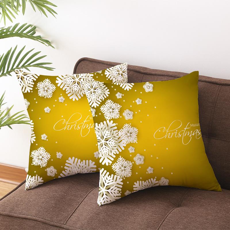 Golden Christmas Peach Velvet Cushion Cover New Digital Printed Square Cushion Cover Cushion Cover