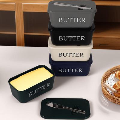 Butter Cheese Storage Box Butter Cutter Box With Lid And Knife Countertop Butter Keeper For Refrigerator Kitchen