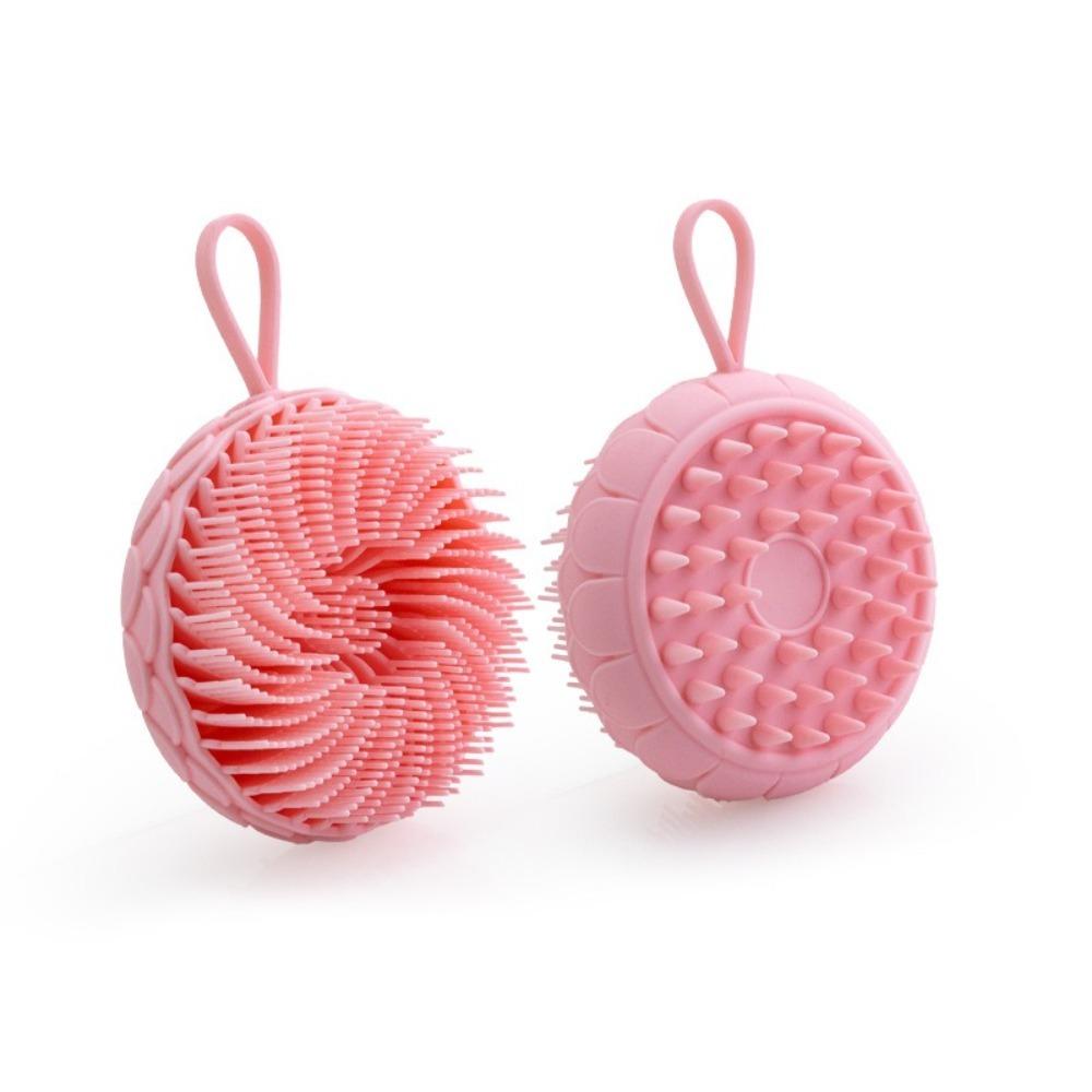 Lotus Shape Silicone Shampoo Brush Double Side Shower Brush Soft Bath Scalp Massage Brush  Spa