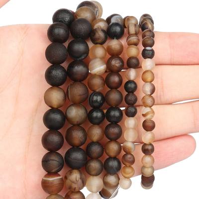 Perline di Pietre Naturali 6/8/10mm Agata Caffè Gobi Tonda Onice Perline Distanziatrici Sciolte per Creazione di Gioielli Accessori per Braccialetti Fai da Te 15 pollici