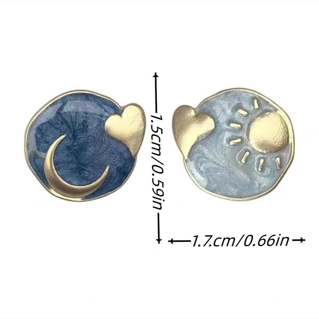 2024 Blue Planet Asymmetrical Silver Heart Earrings - Retro Chic Style