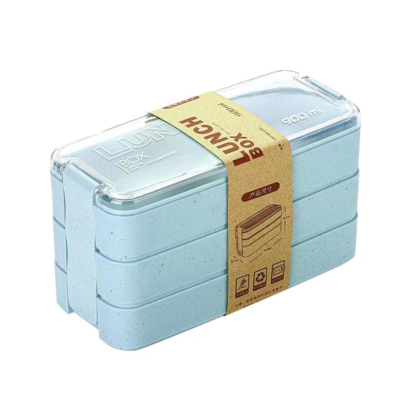 

Kids Bento Box 3 Layer Stackable Lunch Box Leakproof Portable Lunch Food Container Wheat Straw Food Storage Box Dishwasher Safe