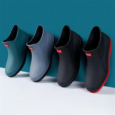 Men's Fashionable Anti Slip Waterproof Short Tube Rain Shoes With Rubber Shoes