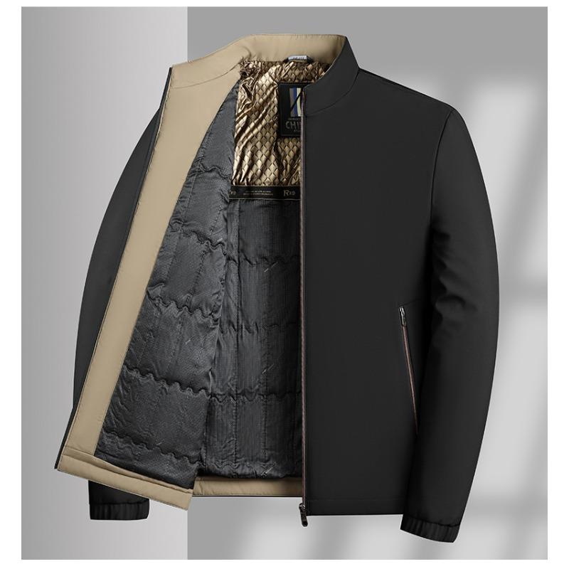 

Осенние и зимние куртки для мужчин Модные Business Casual С воротником-стойкой На молнии Кардиган Топы M чёрный