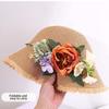 Artificial Flowers Wide Brim Straw Hat Women Stylish Foldable Sun Hat Lightweight UV Protection Summer Beach Caps for Outdoor