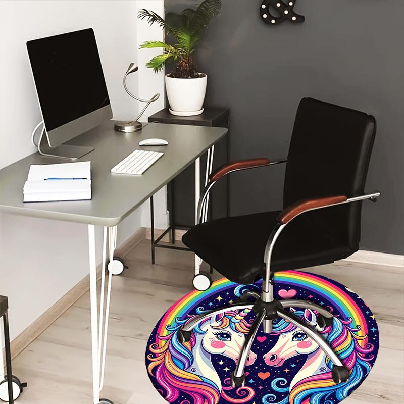 1pc Office Carpet Chair Mats Unicorn Rainbow Fantasy Artwork Perfect for Decorating Office Chairs, Living Rooms, Or Bedrooms