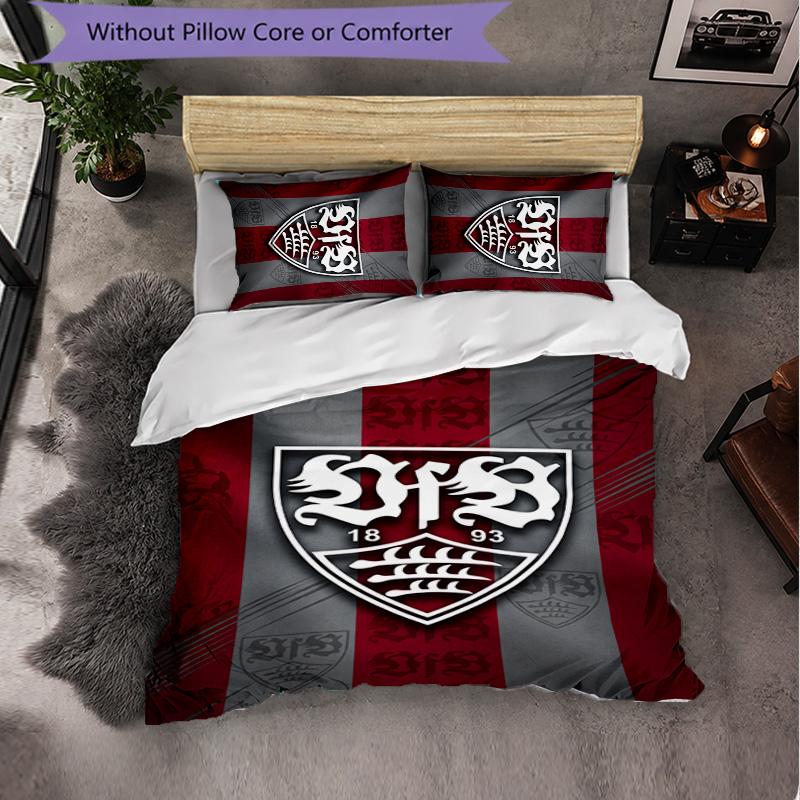 Biancheria da letto a tema VfB Stuttgart Set 3 Pezzi Copripiumino Biancheria da letto Decorativa per Camera Adolescenti Decorazione Casa