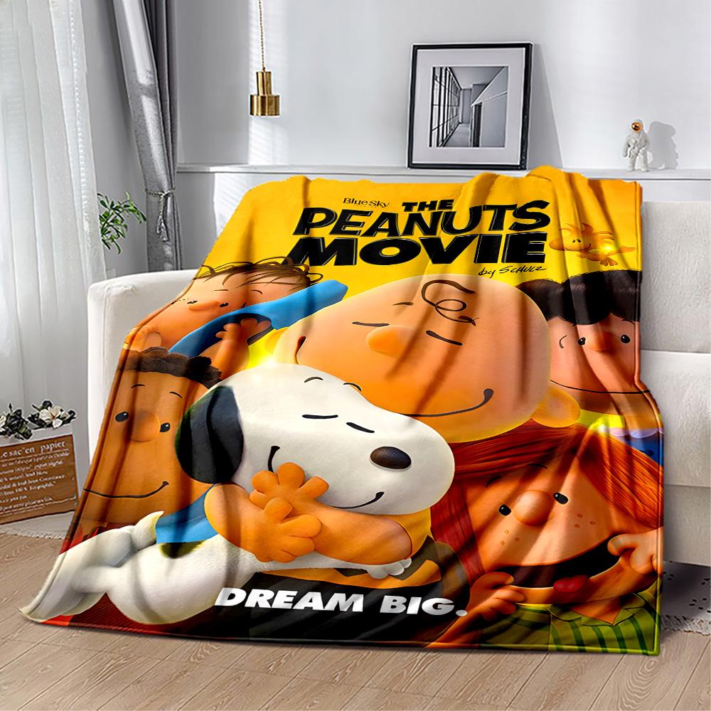 Peanuts Characters Panels Blanket Durable Comfort Perfect for Seaside Chair Sofa All-Season Use Modern Style Birthday Christmas Gift Blanket
