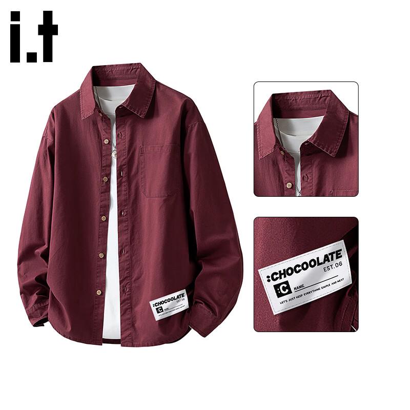 :CHOCOOLATEit Men's Loose Fit Cotton Long-Sleeve Shirt