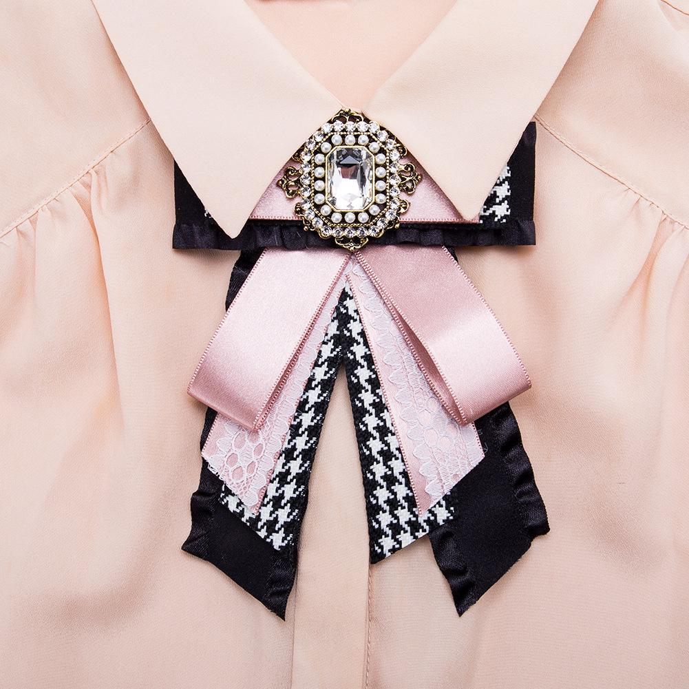 

EH7894 Элегантная бриллиантовая многослойная брошь-бантик - модный женский аксессуар розовый