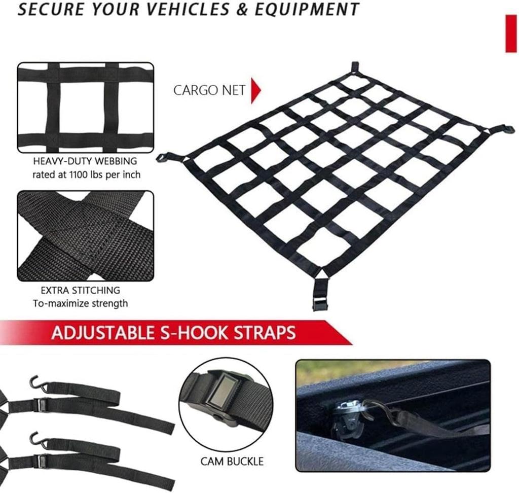 Roof Rack Cargo Net | Bungee Cargo Net - Heavy Duty Small Bungee Net