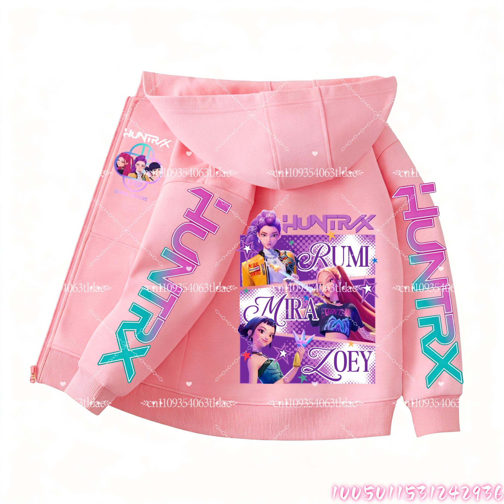 N Hun Ters Reißverschluss Hoodie Cartoon Mädchen Mantel Mode Dünne Kleidung Herbst Hoodie Jacke Kinder Anime Sweatshirt Geschenk 140 pink