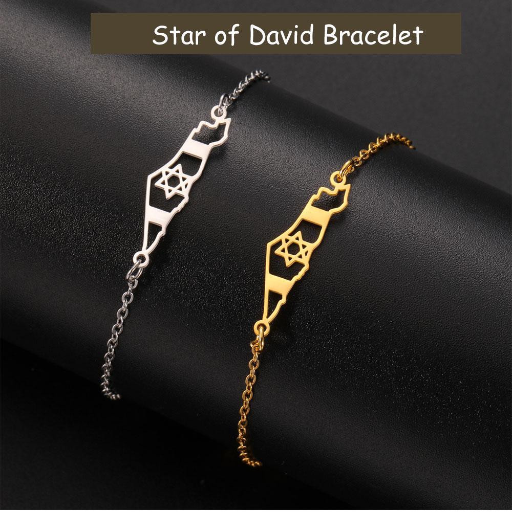 Cazador Israel Map Star Of David Charm Bracelets for Women Men Stainless Steel Hand Bracelet Jewish Jewelry Gift 2026 Wholesale