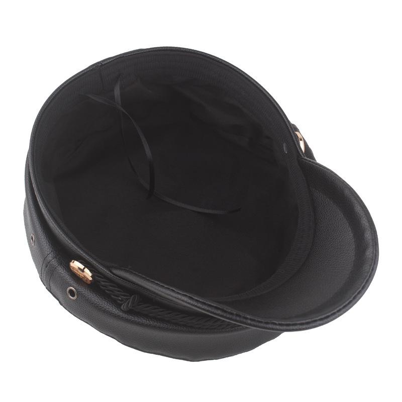 Youth pu leather newsboy flat top navy hat women's autumn and winter fashion versatile flat top hat men's duck tongue beret