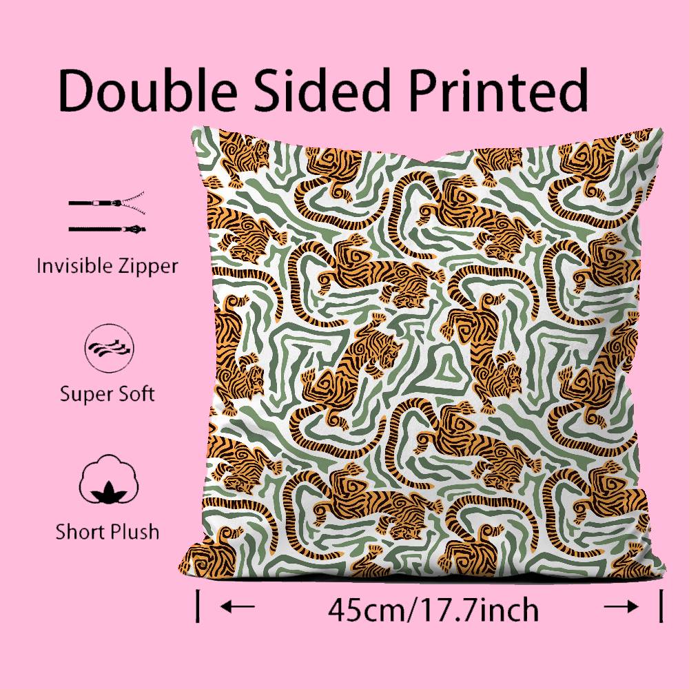 Art Tropical Tiger Pattern Pillow Case Pattern Printing Pillowcase Living Room Sofa Cushion Cover Bedroom Room Decor