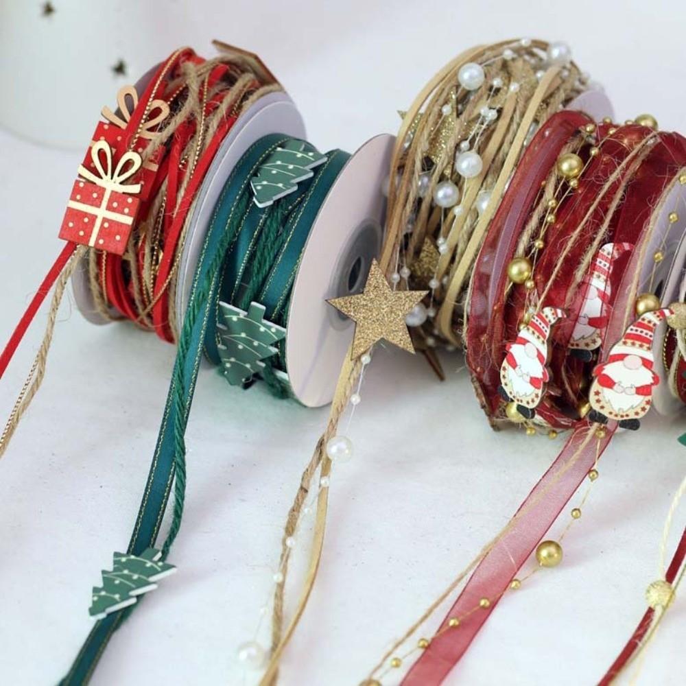 Five Meters Long Christmas Ribbon Roll Multi Textured Vivid Patterns Gift Wrapping Webbing Creative Design Reusable
