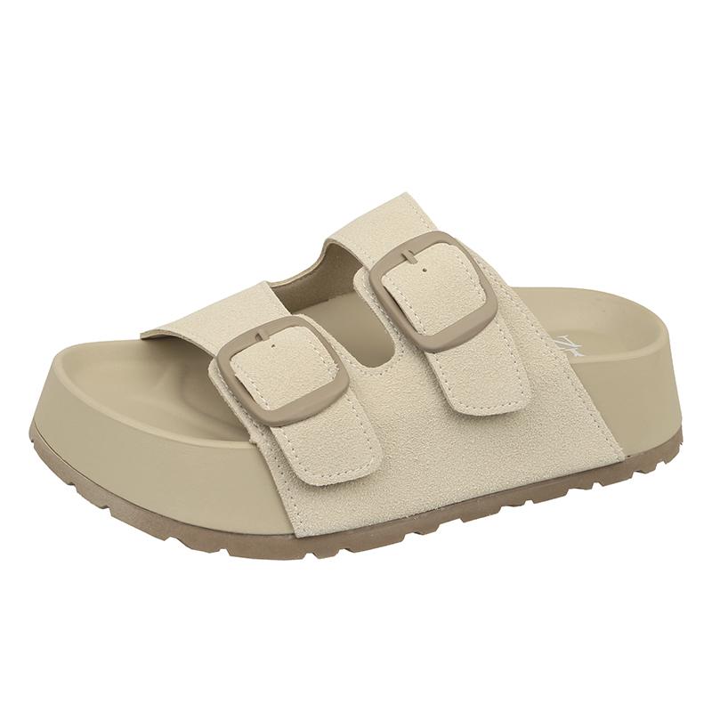 Fashion 2025 Women Summer Casual Women Shoes Retro Trend With Buckle Slippers Comfortable Beach Slippers Round-headed Slippers