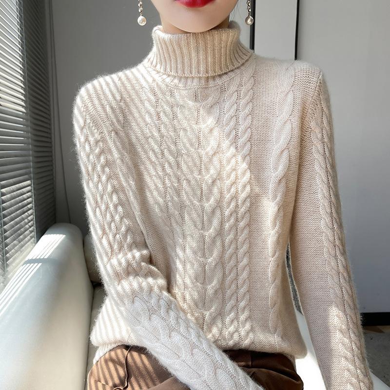 

Модный трикотажный свитер с высоким воротом, уменьшающий возраст, для женщин, новый осенне-зимний однотонный мягкий восковой пуловер, базовая рубашка, толстый топ One Size