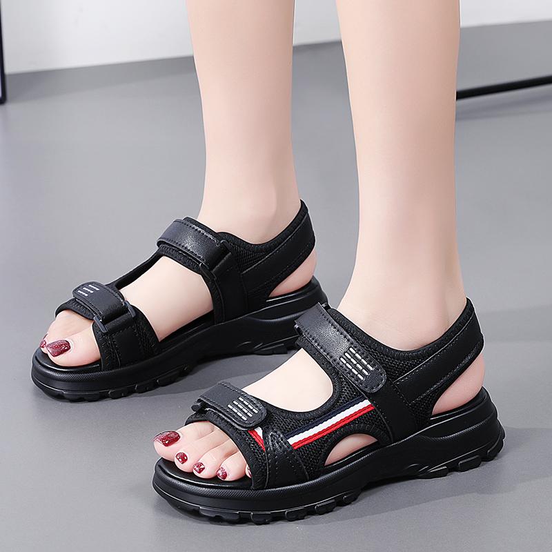 Women Summer Platform Roman Sandals Outdoor Dressy Black Open Toe Casual Girl Sport Sandals Plus Size