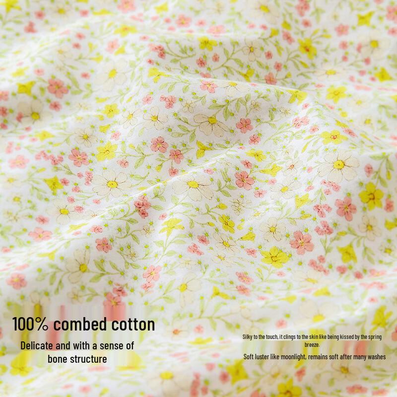 Minibala Girls' Summer Floral Cotton Flutter Sleeve Dress