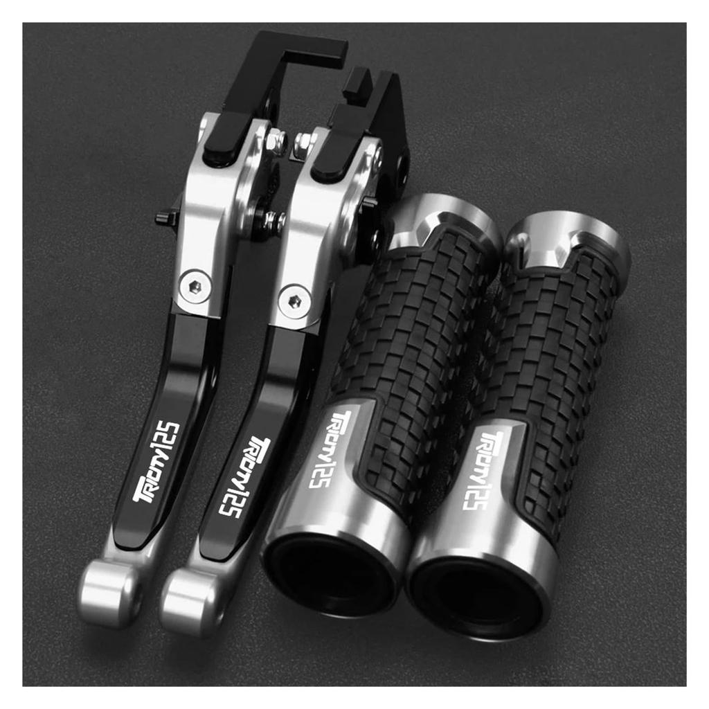 Bike Grip Kit for Yamaha Tricity 125 Tricity 125 2019-2025 Motorcycle Adjustable Brake Clutch Lever Handlebar Grips (Silver)