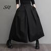 Comfortable Loose Fit Pants Women Pure Color Wide Leg Casual Trousers with Elastic Waist High Pleated Design Summer Leisure