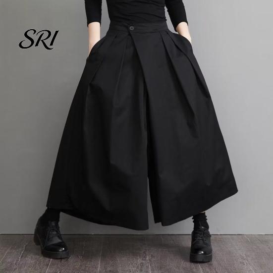 Comfortable Loose Fit Pants Women Pure Color Wide Leg Casual Trousers with Elastic Waist High Pleated Design Summer Leisure