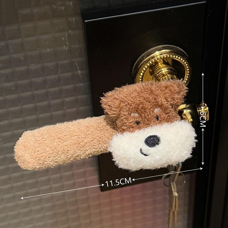 1Pcs Cute Cat Horse Door Handle Covers Decoration Anti-Collision Fuzzy Lion Dog Door Handle Sleeve Soft Fabric Home Decorations