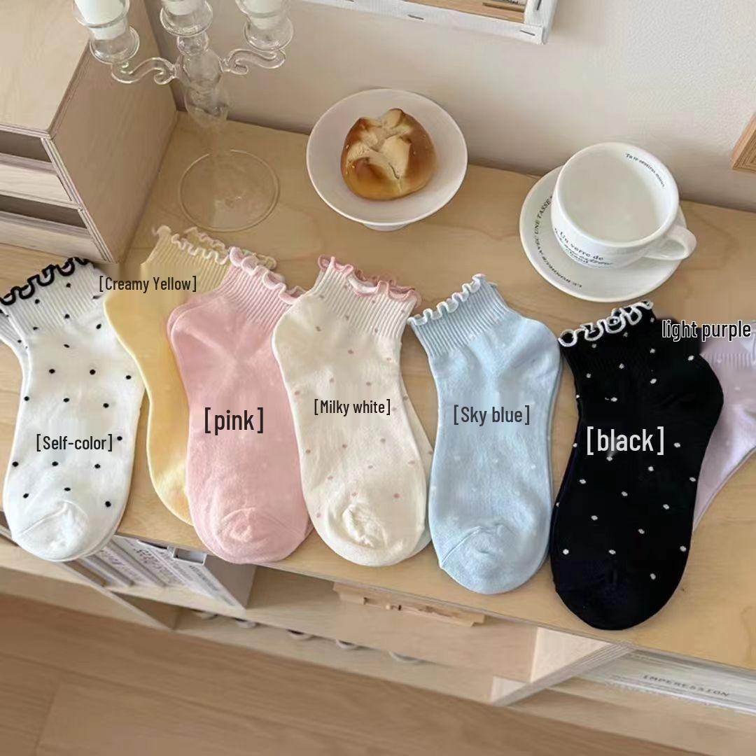 

Женские хлопковые носки с низким вырезом в горошек с грибным краем - Милые, дышащие и легкие для весны/лета One Size жёлтый/кремовый