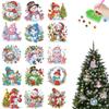 15pcs Xmas Theme 2D Flat DIY Hanging Diamond Art Kits Double Sided Drill Diamond Art Pendant Window Hanging Art for Home Decor