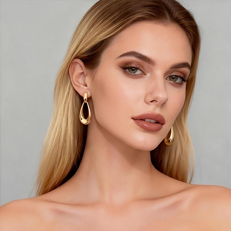 Golden Teardrop Earrings, Fade-Resistant, Comfortable & Versatile - Simple Elegant Jewelry for Women - Daily Wear or Party Fashion Accessory