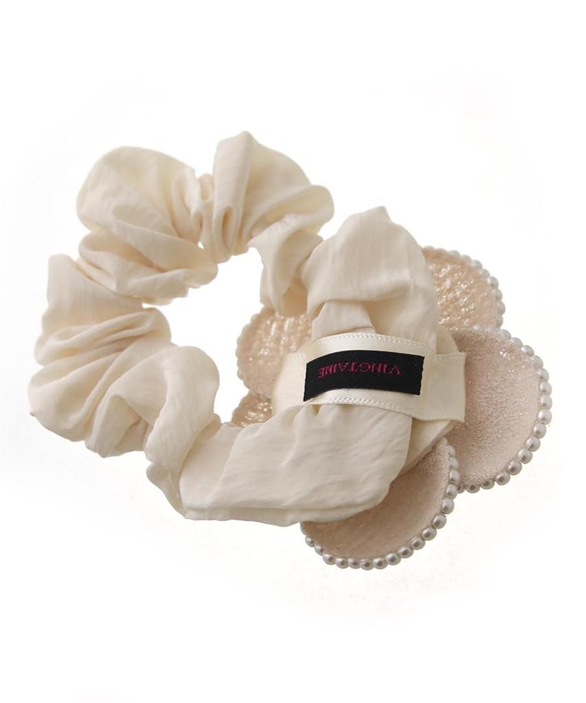 VINGTAINE Camellia and Pearl Elegant and Cute for Perfect for and Kindergarten Entrance Ceremonies Scrunchie, Adults, Weddings, Graduations,