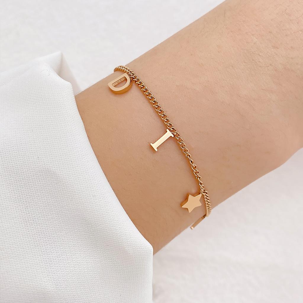 Korea Fashion Letter Star Pendant Bracelet Woman Simple Vintage New Style Creative Bracelet Luxury Zircon Accessories Gifts