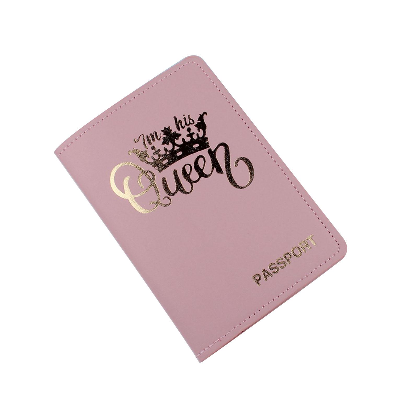 

Обложка для паспорта для влюбленных пар, держатель для горячего тиснения, королева для женщин, мужчин, путешествий, моды, свадеб, подарков розовый