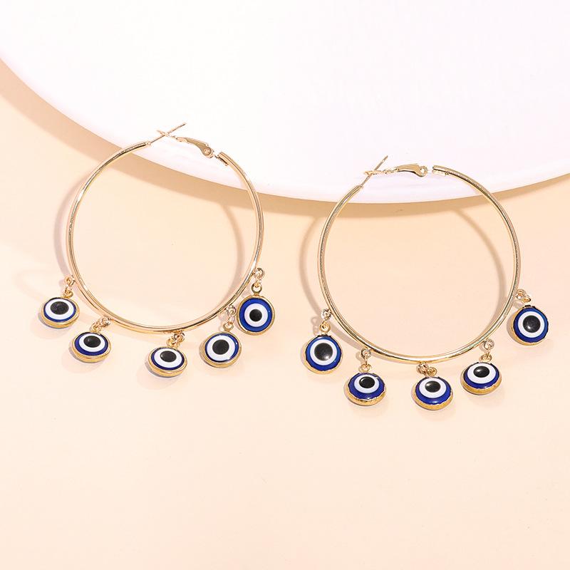 Turkish Blue Eye Pendant Earrings, Devil's Eye Earrings, Ethnic Style Earrings Wholesale